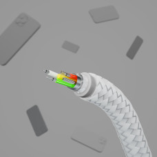Кабель USB-C > Lightning заряджання/синхронізації Belkin 1м, Type-C, плетений, силіконовий, з ремінцем на магніті, білий