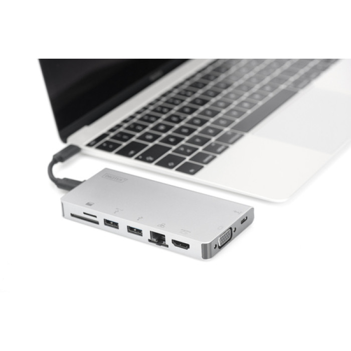 Хаб DIGITUS USB-C > HDMI/VGA/2xUSB-A/USB-C/SD/MicroSD/RJ54