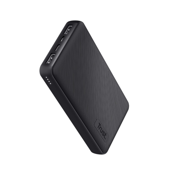 Акумулятор портативний літій-іонний power bank Trust Primo ECO, 15000мА·год, 2хUSB-A/USB-C, 15W, чорний