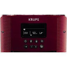 Кавомашина Krups Essential 1.7л, зерно, автомат.капучинатор, ОLED диспл, метал контейнер для молока, бордово - чорний