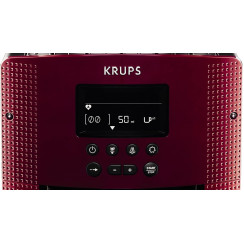 Кавомашина Krups Essential 1.7л, зерно, автомат.капучинатор, ОLED диспл, метал контейнер для молока, бордово - чорний