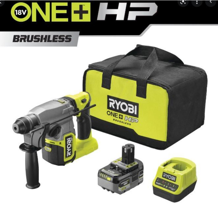 Перфоратор акумуляторний Ryobi ONE+ НР RSDS18X-1C40S SDS-plus 18В 1х4А·год 4Дж 4 режими 3.2кг