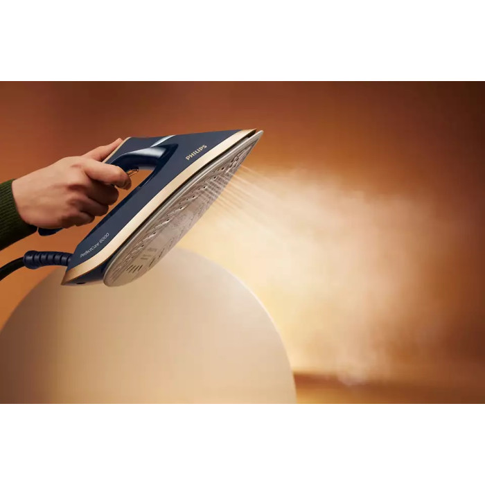 Праска-парогенератор Philips PerfectCare 6000 Series, 2400Вт, 1800мл, паровий удар -600гр, постійна пара - 130гр, нерж. сталь, синьо-золотий