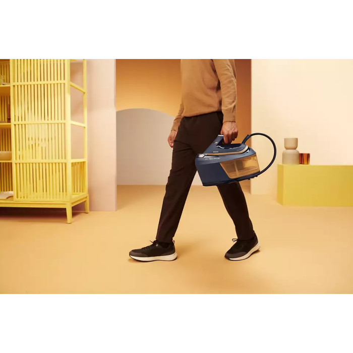 Праска-парогенератор Philips PerfectCare 6000 Series, 2400Вт, 1800мл, паровий удар -600гр, постійна пара - 130гр, нерж. сталь, синьо-золотий