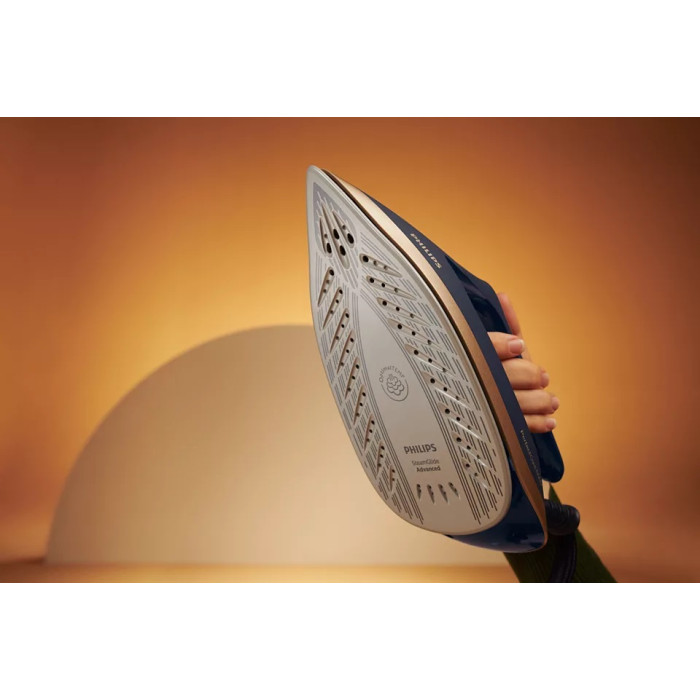 Праска-парогенератор Philips PerfectCare 6000 Series, 2400Вт, 1800мл, паровий удар -600гр, постійна пара - 130гр, нерж. сталь, синьо-золотий