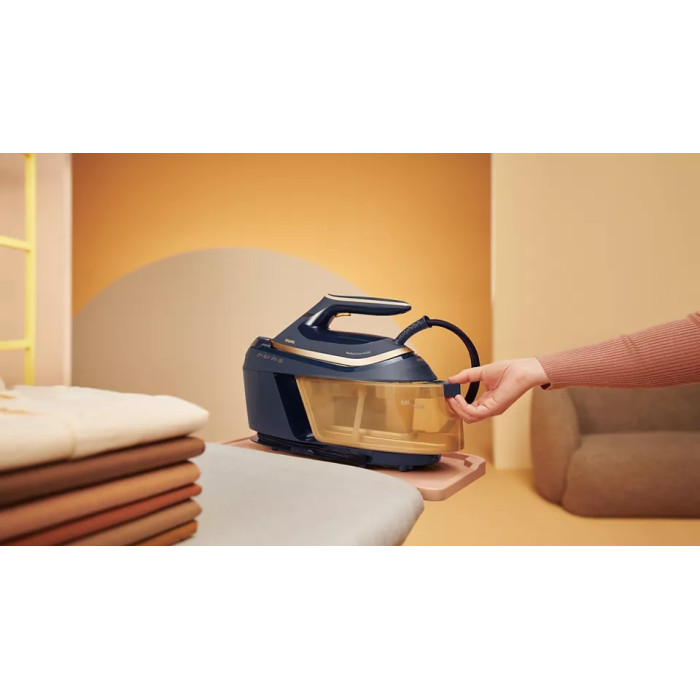 Праска-парогенератор Philips PerfectCare 6000 Series, 2400Вт, 1800мл, паровий удар -600гр, постійна пара - 130гр, нерж. сталь, синьо-золотий