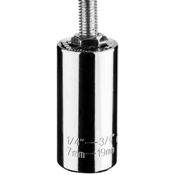 Головка торцева GRAPHITE, 3/4", універсальна, перехідник 1/4", робочий діапазон 7-19мм