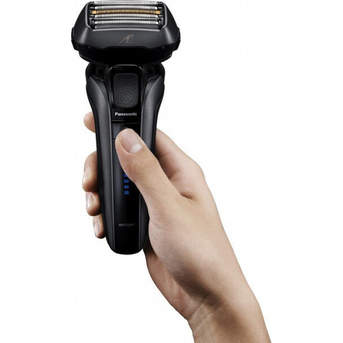 Бритва електр. Panasonic сіткова, 14000 об/хв,  бритв.головок-5, Li-Ion, сух.+волог., тример, чохол,Док-ст., чорний