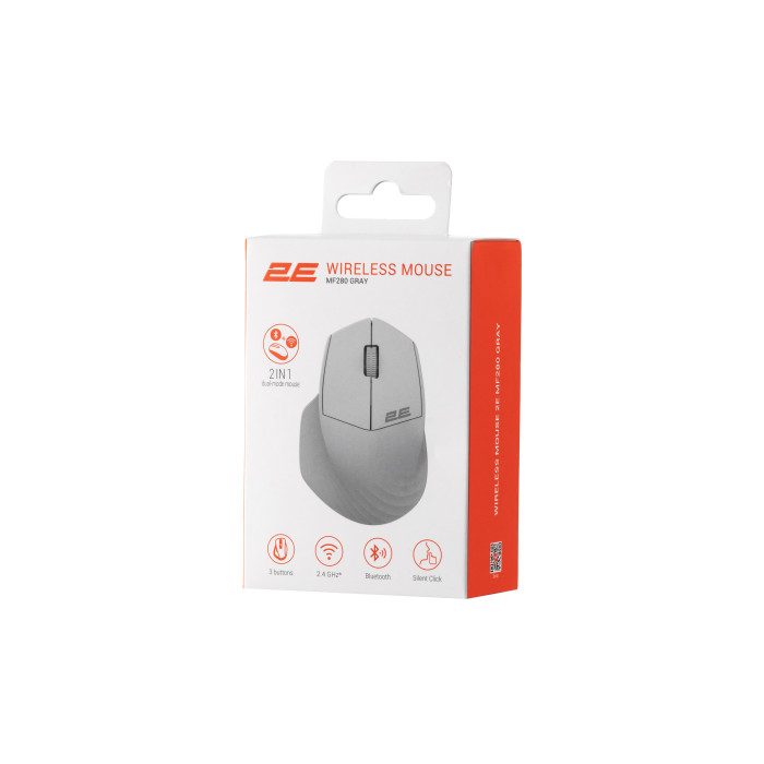 Миша 2E MF280 Silent, WL/BT, сірий