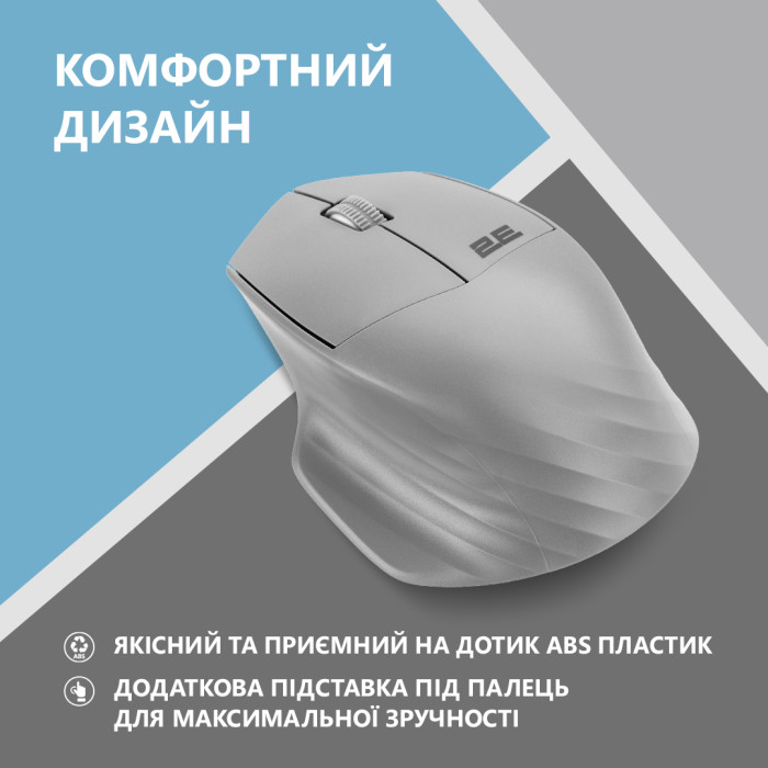 Миша 2E MF280 Silent, WL/BT, сірий