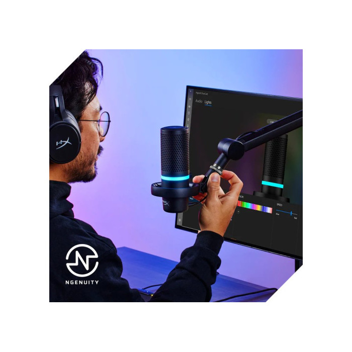 Мікрофон геймінговий HyperX DuoCast, Omni/Bi, USB-A, 2м, NGenuity, RGB, чорний