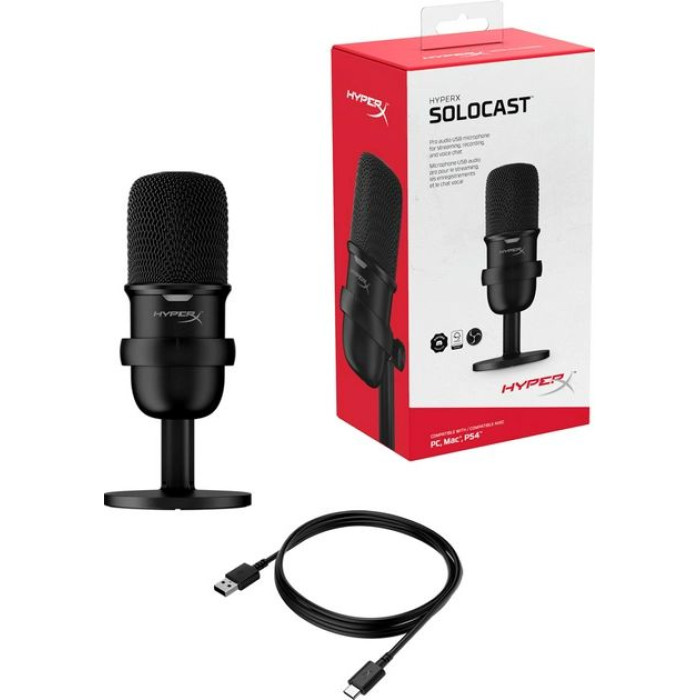 Мікрофон геймінговий HyperX SoloCast, Bi, USB-A, 2м, NGenuity, чорний