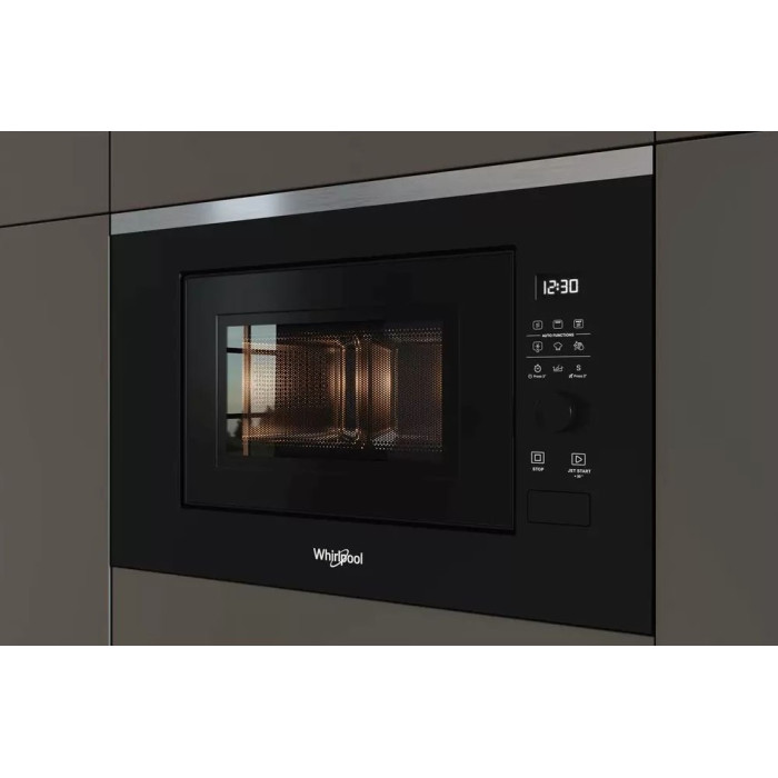 Мікрохвильова піч Whirlpool вбудована, 20л, електронне упр., 800Вт, дисплей, чорний