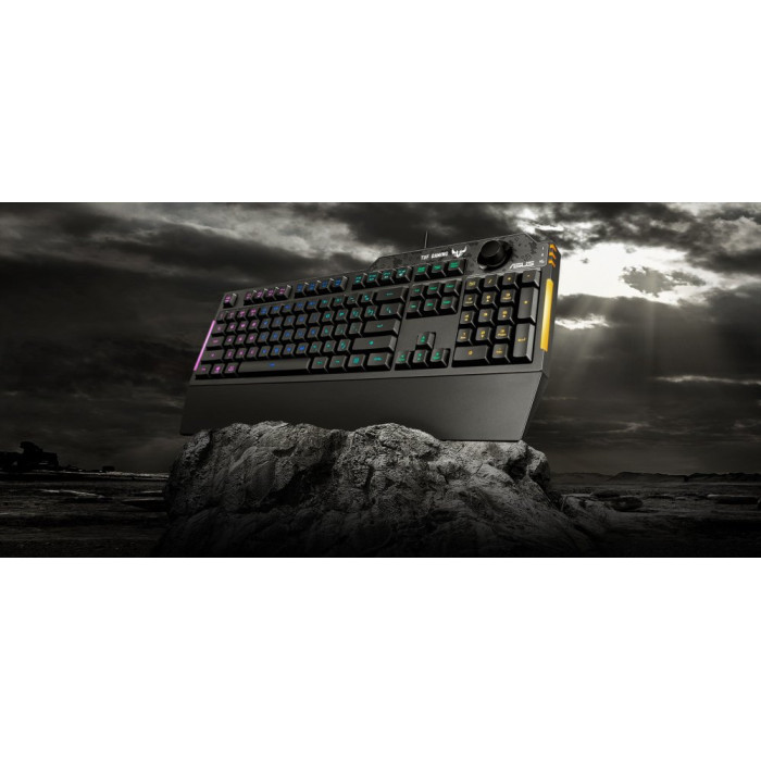 Клавіатура мембранна ASUS TUF Gaming K1, 104key, USB-A, EN/UK, RGB, чорний