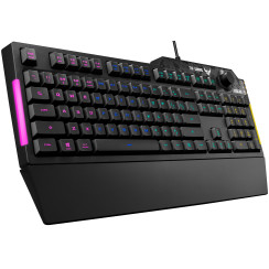 Клавіатура мембранна ASUS TUF Gaming K1, 104key, USB-A, EN/UK, RGB, чорний