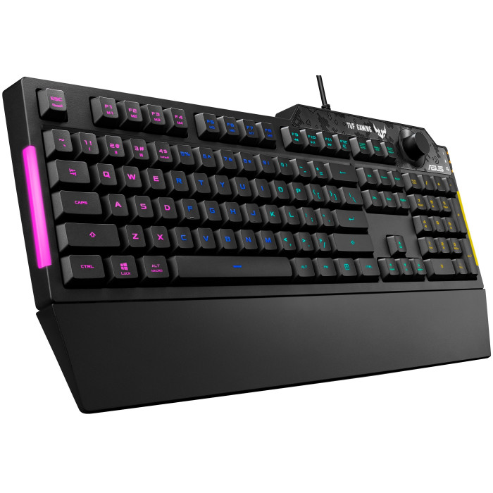 Клавіатура мембранна ASUS TUF Gaming K1, 104key, USB-A, EN/UK, RGB, чорний