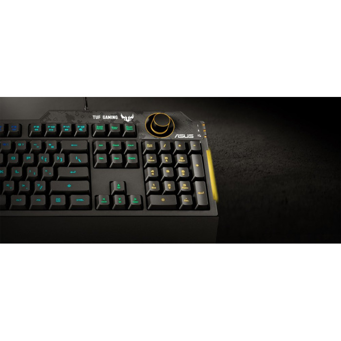 Клавіатура мембранна ASUS TUF Gaming K1, 104key, USB-A, EN/UK, RGB, чорний
