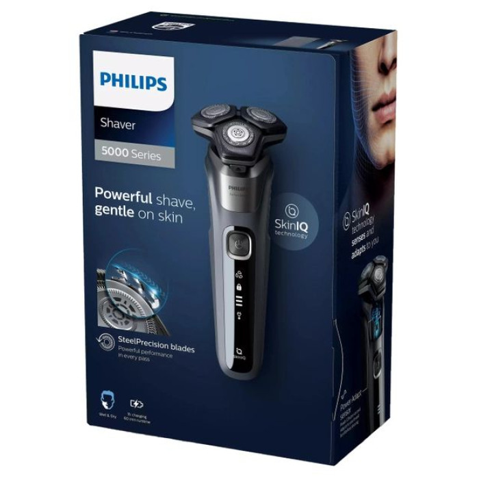 Бритва електр. Philips роторна Series 5000, 9Вт,  бритв.головок-3, Li-Ion, сух.+волог., тример, чохол, сірий