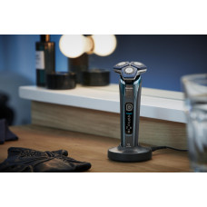 Бритва електр. Philips роторна Series 7000, 9Вт,  бритв.головок-3, Li-Ion, сух.+волог., тример, чохол, Bt., сіро-синій