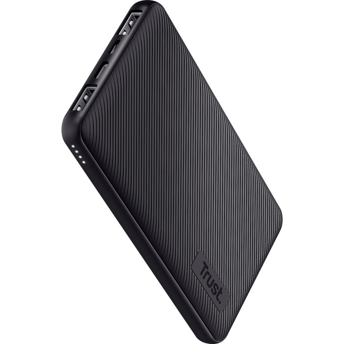 Акумулятор портативний літій-іонний power bank Trust Primo ECO, 10000мА·год, 2хUSB-A/USB-C, 15W, чорний