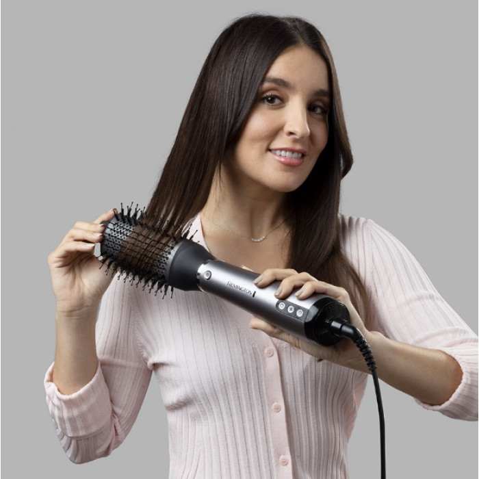 Фен-щітка Remington ProLuxe You Adaptive, 1000Вт, 3 режими, іонізація, хол. обдув, кераміка, сірий