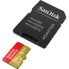 Карта пам'яті SanDisk microSD   64GB C10 UHS-I U3 R170/W80MB/s Extreme V30 + SD