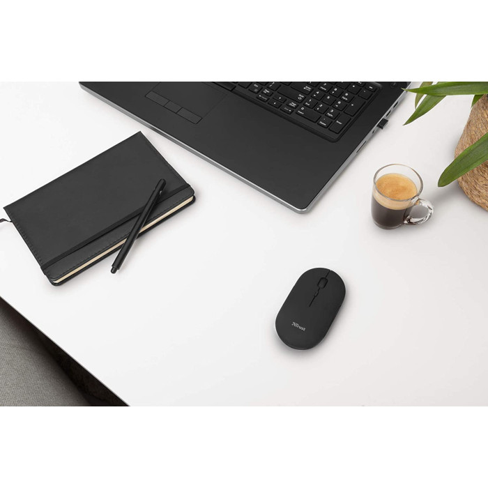 Миша Trust Puck Rechargeable,  Ultra-Thin,  BT/WL,  Silent,  чорний