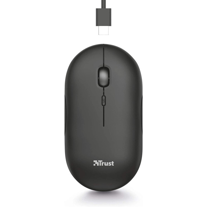 Миша Trust Puck Rechargeable,  Ultra-Thin,  BT/WL,  Silent,  чорний