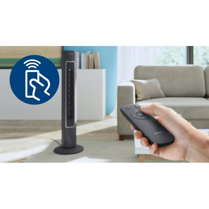 Вентилятор Philips колонний, 110см, 40Вт, пульт ДК, дисплей, графіт