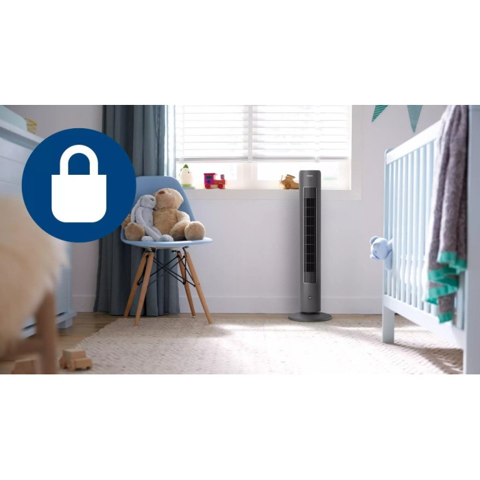 Вентилятор Philips колонний, 110см, 40Вт, пульт ДК, дисплей, графіт