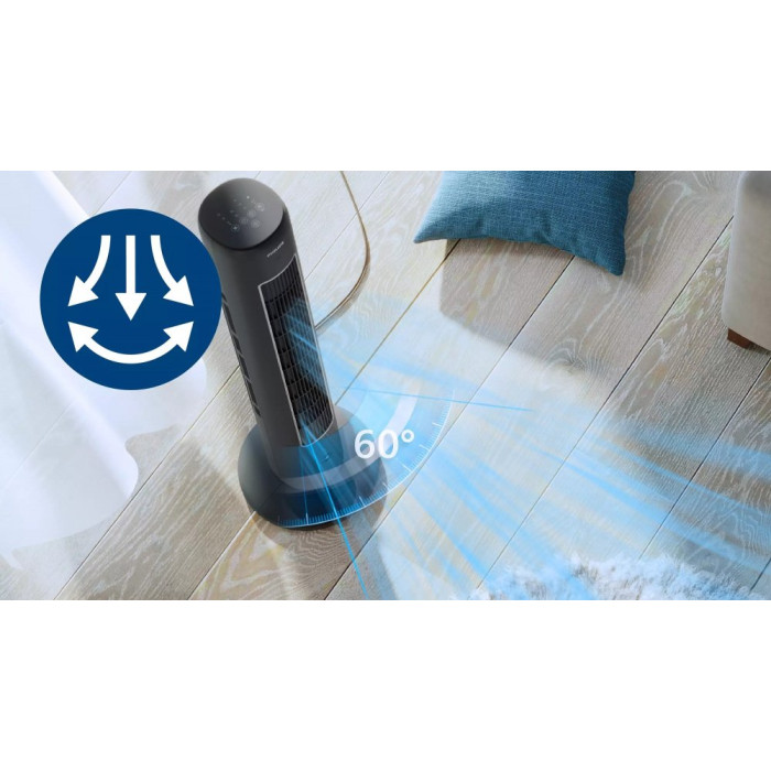 Вентилятор Philips колонний, 110см, 40Вт, пульт ДК, дисплей, графіт