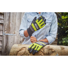 Рукавички робочі Ryobi RAC258L, козяча шкіра, захист від порізів, р.L, чорно-жовтий