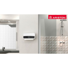 Водонагрівач електр. Ariston проточний Aures, 3,1л, 5,5кВт, горизонтальний монтаж, мех. кер-ння, A, В'єтнам, біло-сірий