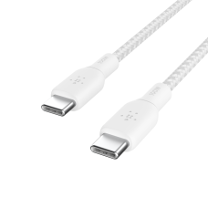 Кабель USB-C > USB-C заряджання/синхронізації Belkin 2м, 100Вт, Type-C, плетений, білий