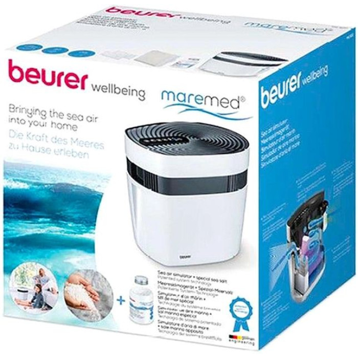 Очисник повітря Beurer Maremed, 50м2, 150м3/год, дисплей, 2-грубої очистки+1 водяний, створення морського клімату, білий