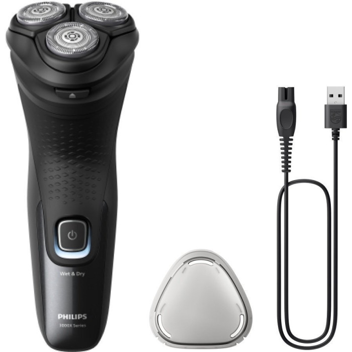 Бритва електр. Philips роторна Series 3000X,  бритв.головок-3, Li-Ion, сух.+волог., тример, чорний