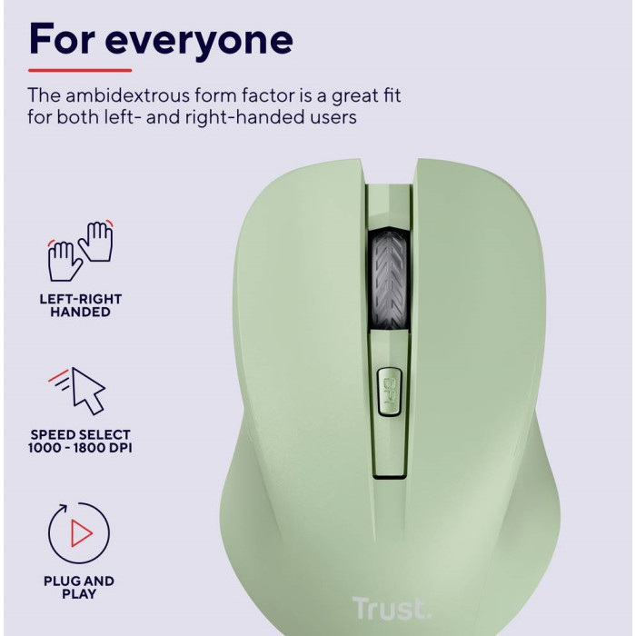 Миша Trust Mydo Silent, WL, зелений
