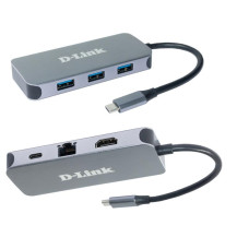 USB-Концентратор D-Link DUB-2335 3xUSB3.0, 1xUSB-C/PD, 1xHDMI 1.4b, 1xGE, USB-C