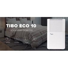 Осушувач повітря MYCOND TIBO ECO 10, 10л.на добу, 20м.кв  , 120м3/год, 195Вт, дисплей, ел.кер-ня, таймер, авто вимк., білий