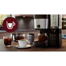 Кавоварка Philips крапельна All-in-1 Brew 1.25л, зерно + мелена, дисплей, підігрів кавника, кавомолка, чорний