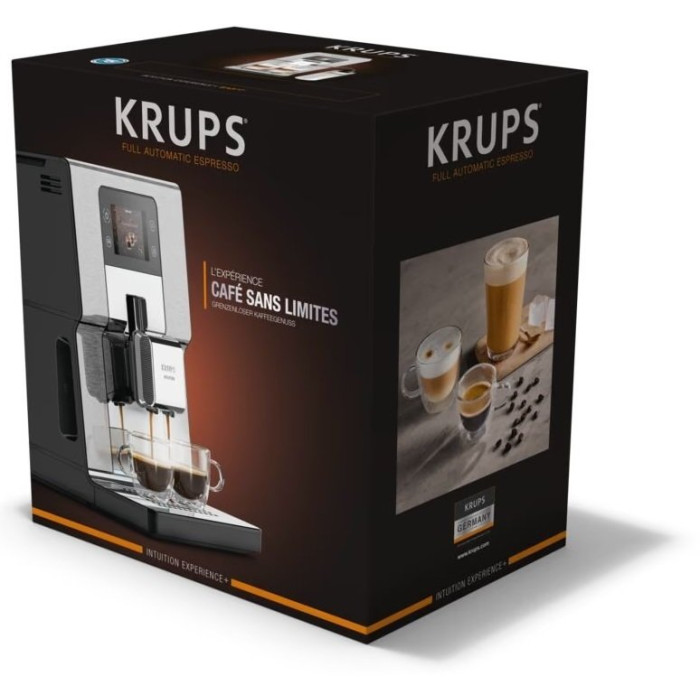 Кавомашина Krups Intuition Experience+ 3л, зерно, автомат.капучинатор, дисплей, авторецептів - 7, сенcор.керування, сріблястий