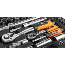 Набір інструментів Neo Tools, набір торцевих головок, 108шт, 1/2", 1/4", CrV, кейс
