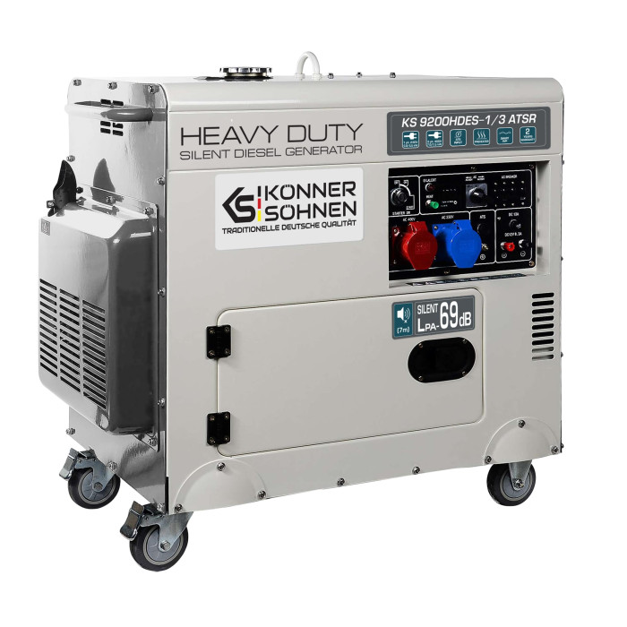 Генератор дизельний Konner&Sohnen  KS 9200HDES-1/3 ATSR (EURO V),230/400В,6.5/6.0кВт,7.5/7.0кВт,1/3Фази, АВР(ATS), електростартер, 168кг