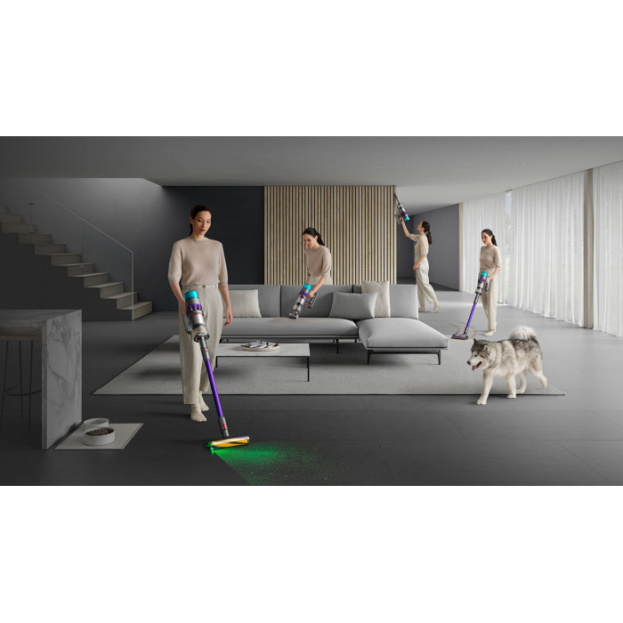 Пилосос Dyson безпровідний SV23 Gen5detect Absolute (Nickel/Purple) 750Вт, конт пил -0.77л, автон. робота до 70хв, сіро-фіолетовий