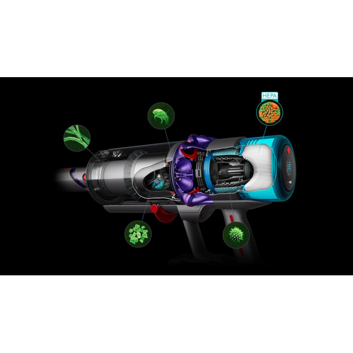 Пилосос Dyson безпровідний SV23 Gen5detect Absolute (Nickel/Purple) 750Вт, конт пил -0.77л, автон. робота до 70хв, сіро-фіолетовий