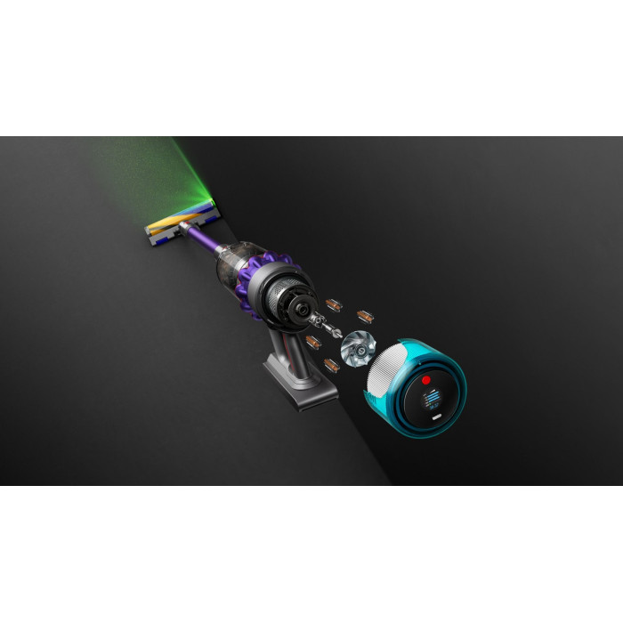 Пилосос Dyson безпровідний SV23 Gen5detect Absolute (Nickel/Purple) 750Вт, конт пил -0.77л, автон. робота до 70хв, сіро-фіолетовий