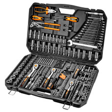 Набір інструментів Neo Tools, 233шт, 1/2", 1/4", 3/8", CrV, кейс