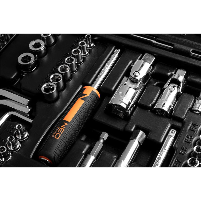 Набір інструментів Neo Tools, 233шт, 1/2", 1/4", 3/8", CrV, кейс