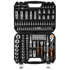 Набір інструментів Neo Tools, набір торцевих головок, 110шт, 1/2", 1/4", CrV, кейс