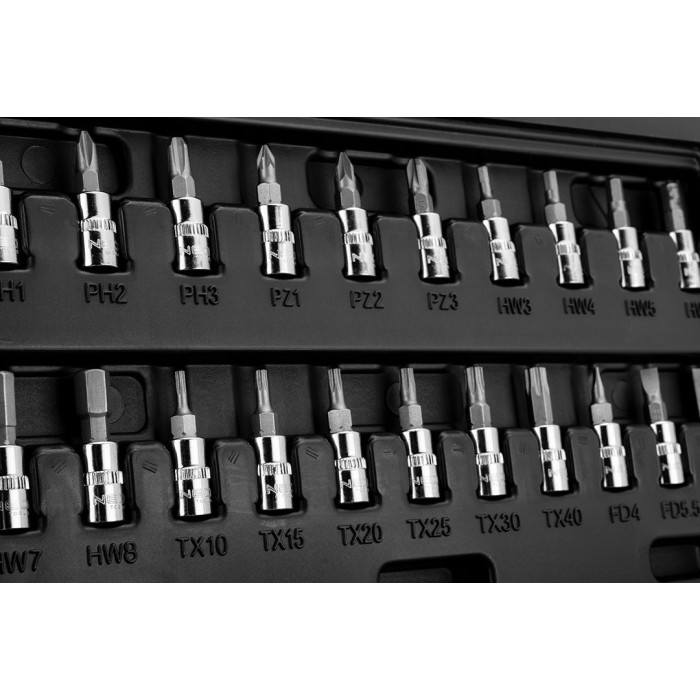 Набір інструментів Neo Tools, набір торцевих головок, 46шт, 1/4", CrV, кейс
